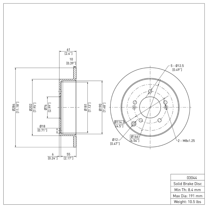 Hyundai Santa Fe Brake Rotor (1) - Rear - R1 Concepts - Plain - `01-`16